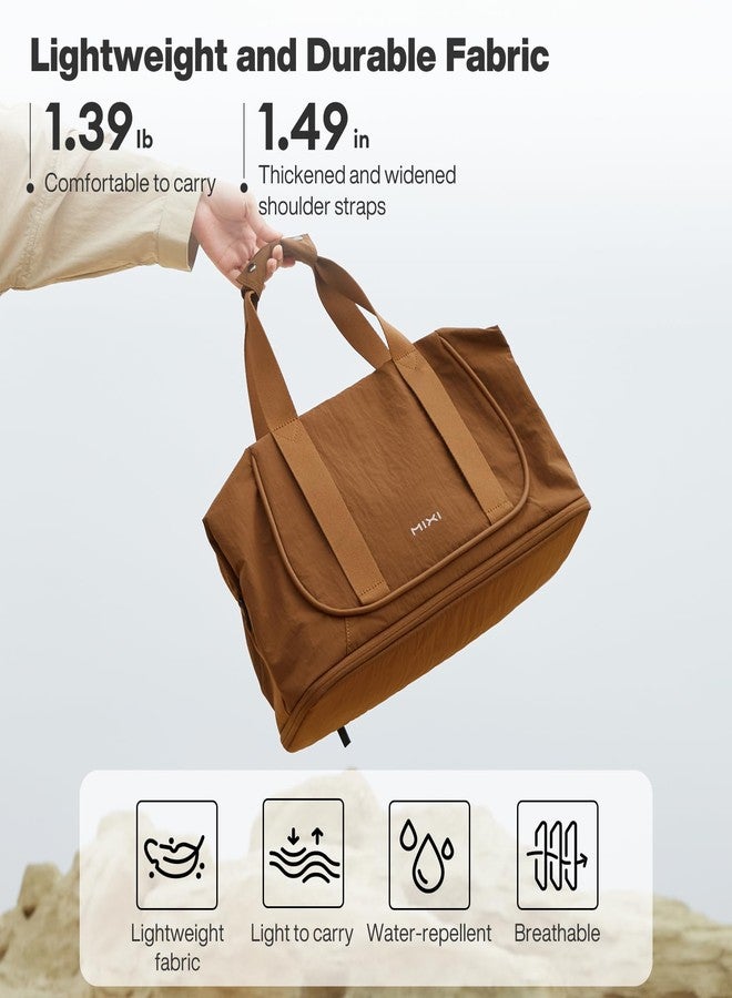 mixi Travel Tote Bag for Women Large Expandable Travel Bag Waterproof Lightweight Carry On Personal Item Weekender Shoulder Handbag, Brown - Image 5